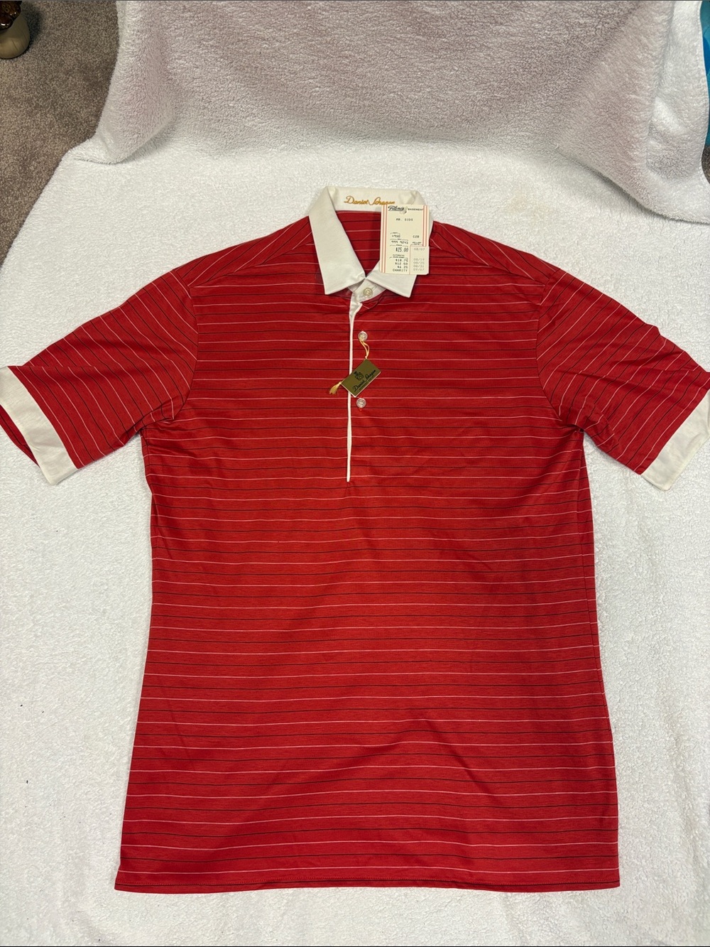 Daniel schagen west German vintage Red Polo White Contrast Collar and Cuffs med